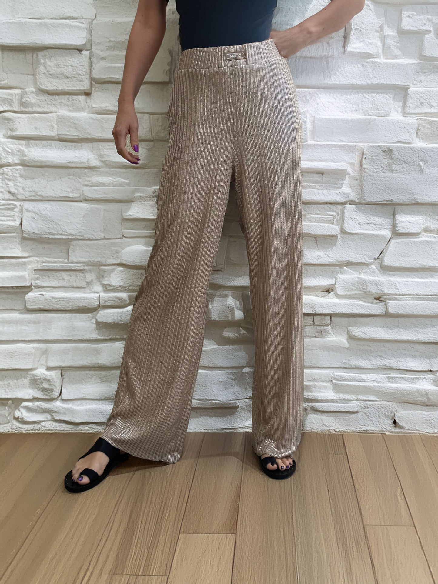 Women's Gold Ribbed Party Pants