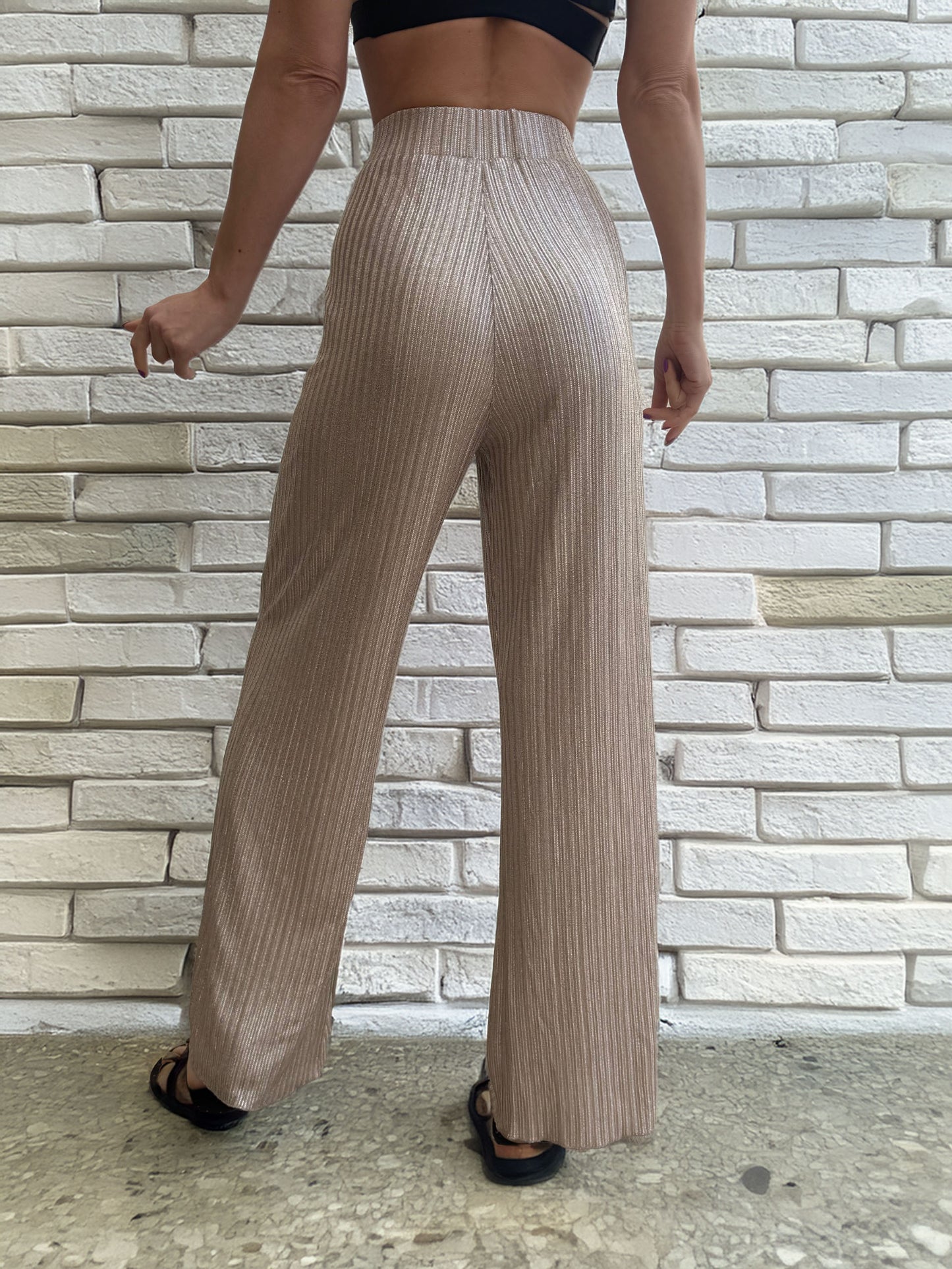 Women's Gold Ribbed Party Pants