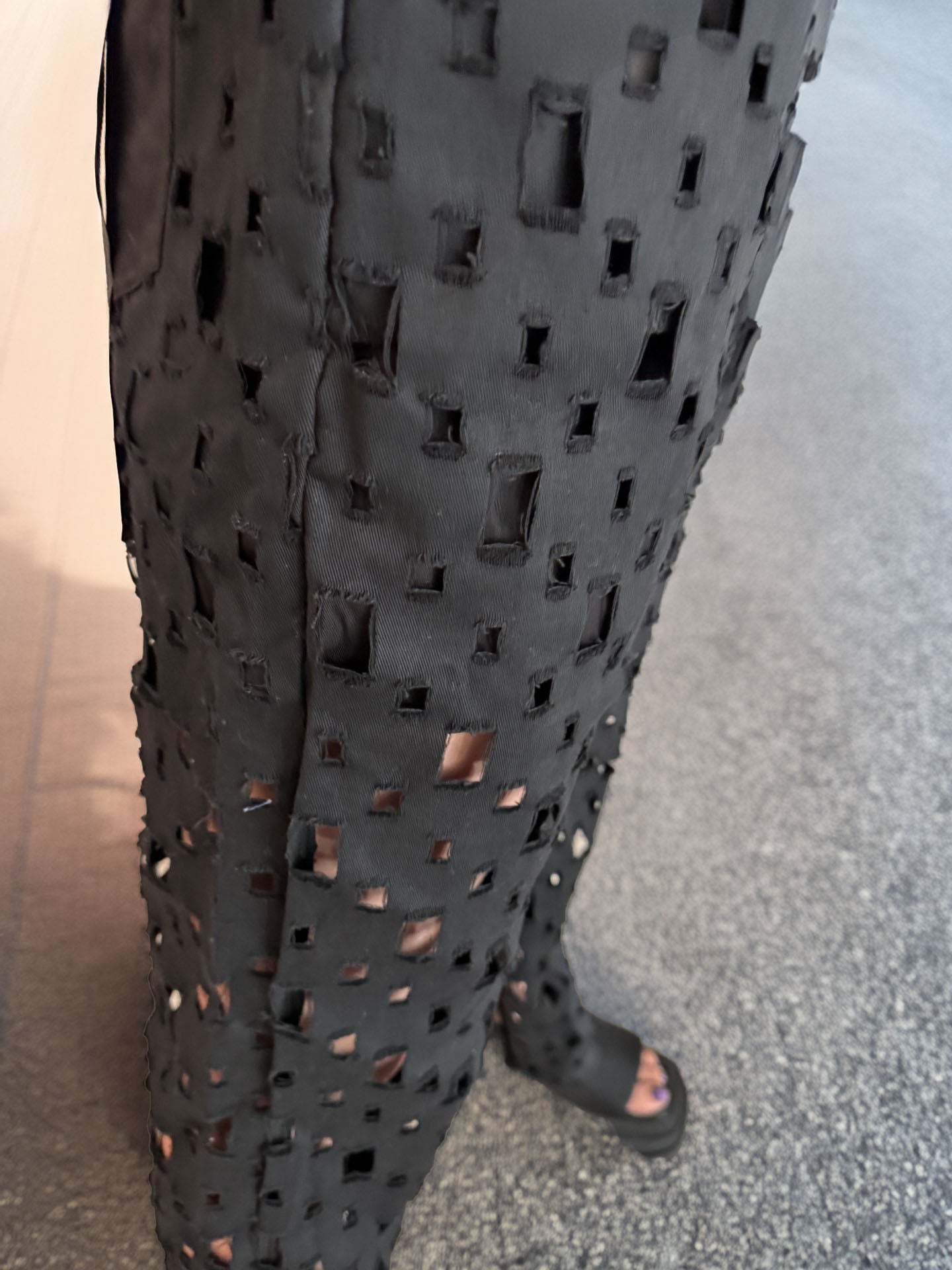 Women's Black Pants with Holes