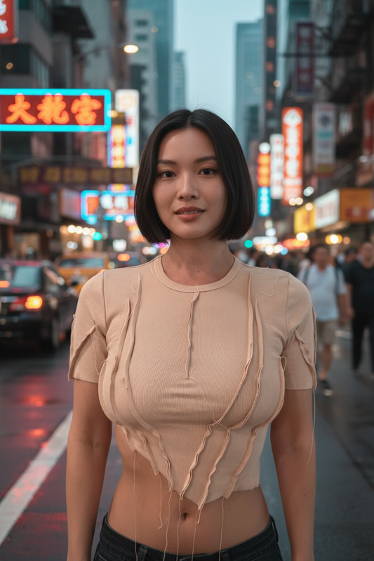 Women's Nude Ribbed Shirt