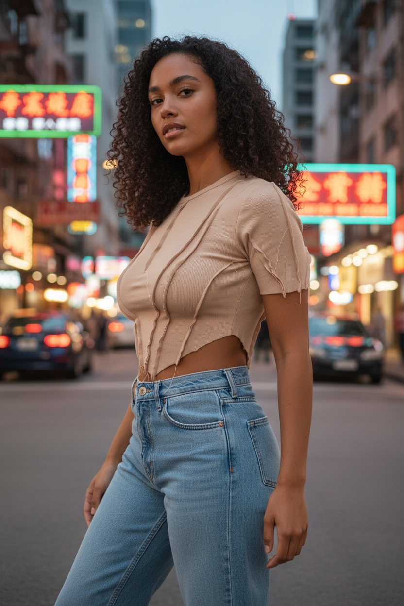 Women's Nude Ribbed Shirt