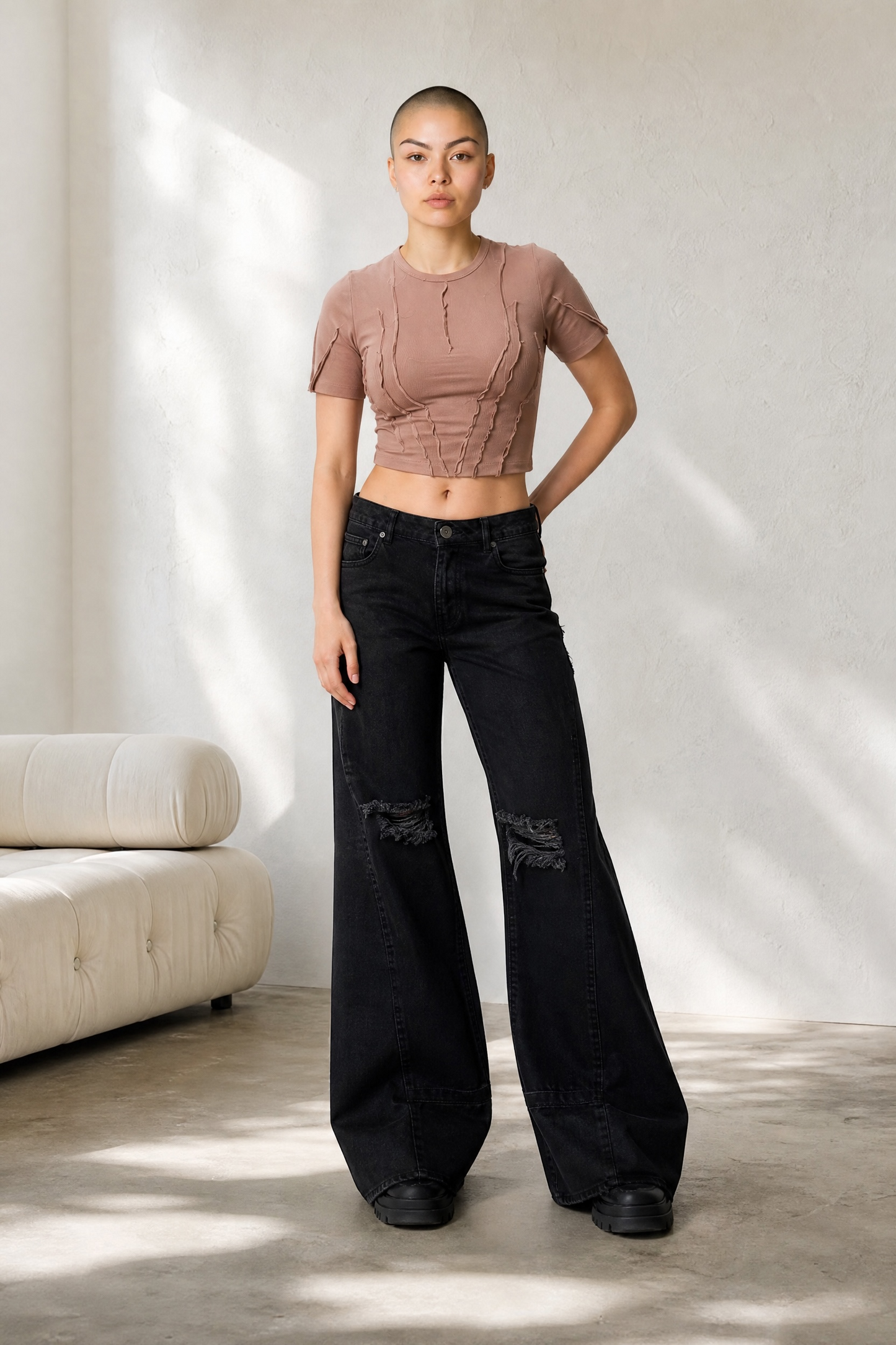 Women's Caramel Ribbed Shirt
