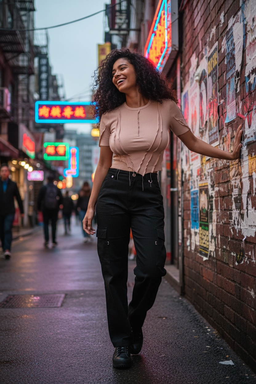 Women's Nude Ribbed Shirt