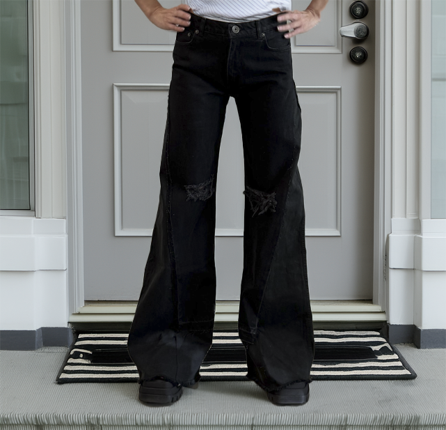 Women's Black Wide Leg Jeans with holes