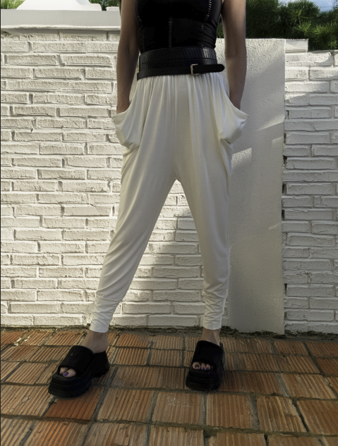 Women's White Baggy Comfort Pants