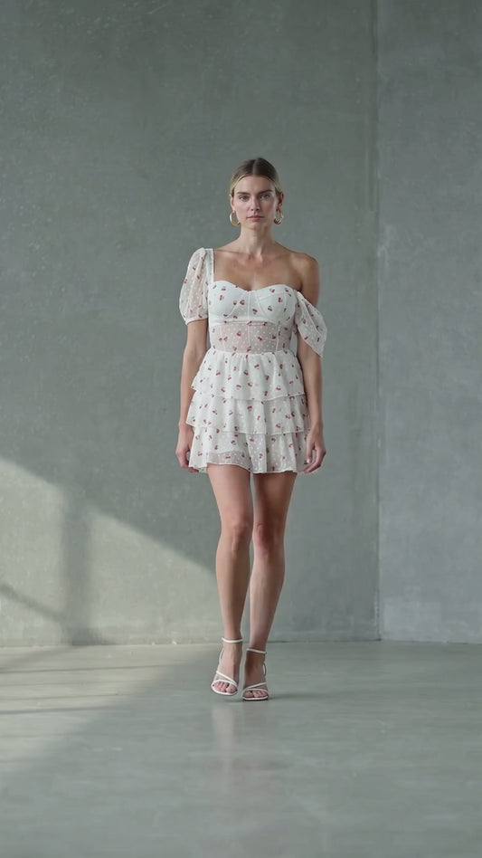 Women's White with Cherries Dress