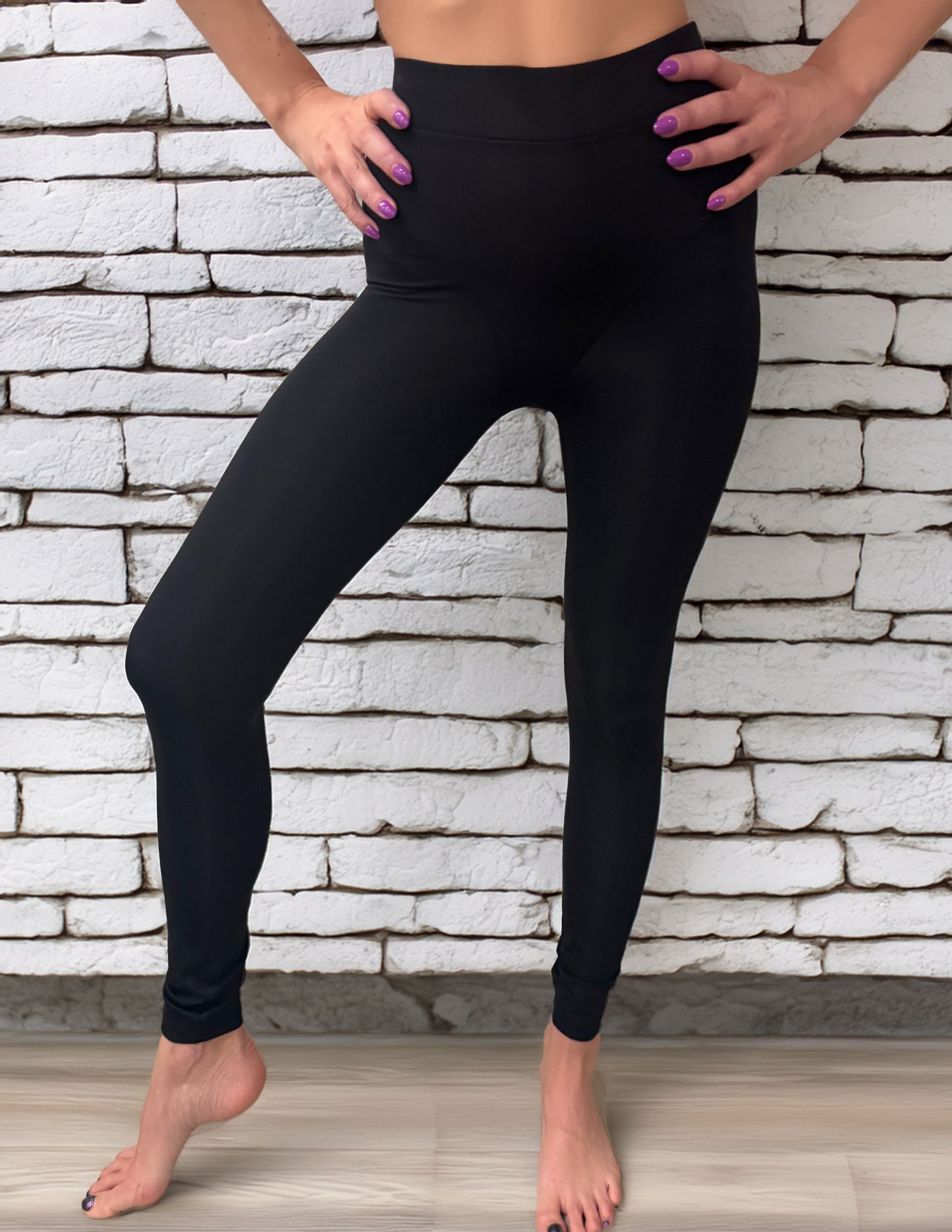 Women's Sheer Black Waistband Leggings