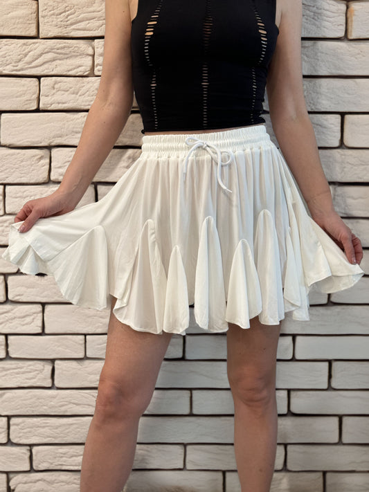 Women's White Short Skirt with Ruffles