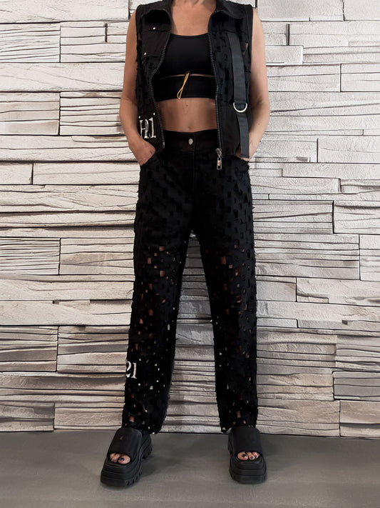 Women's Black Pants with Holes